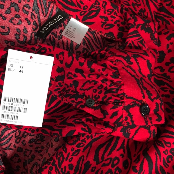 NWT H&M Cool Red & Black Print Tunic Blouse - Picture 11 of 16